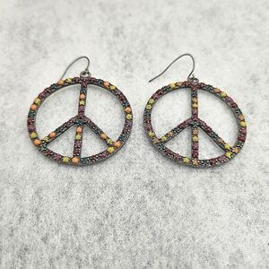 Vintage 1960’s Flower Power Woodstock Hippie Peace Groovy Earrings